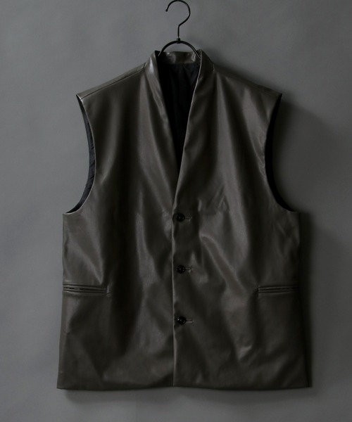 SITRY（シトリー）の「synthetic leather tailored vest/フェイクレザー テーラード ベスト（ベスト・メンズ・ブラック/ブラウン・M/L）」の11枚目の写真