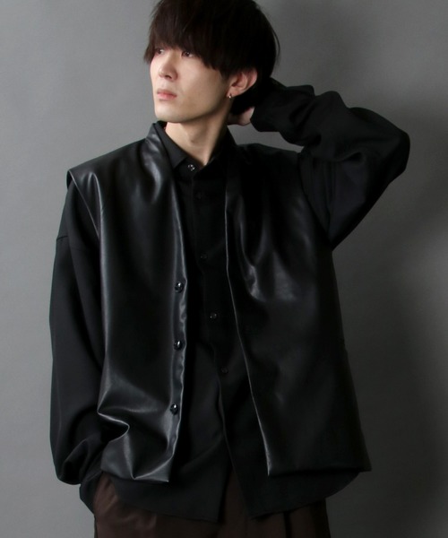 SITRY（シトリー）の「synthetic leather tailored vest/フェイクレザー テーラード ベスト（ベスト・メンズ・ブラック/ブラウン・M/L）」の19枚目の写真
