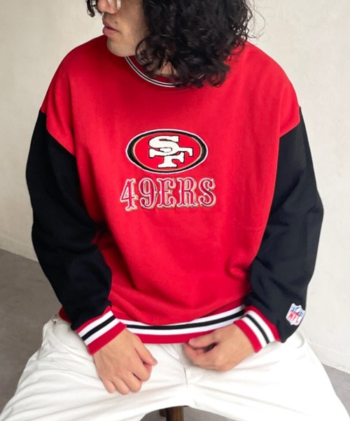 NFL(ナショナルフットボールリーグ )の「NFLラインリブ袖配色切替スウェット(スウェット・メンズ・グレー/レッド/グリーン・MEDIUM/LARGE)」の3枚目の写真