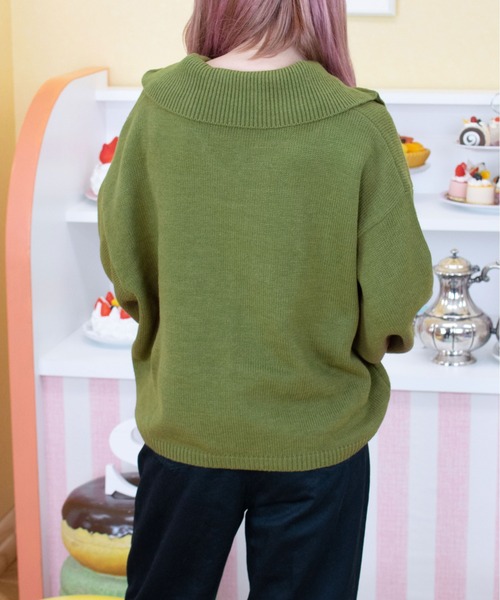 PairPair（ペアペア）の「ビッグカラーニット（ニット/セーター・レディース・アイボリー/グリーン系その他・FREE）」の7枚目の写真