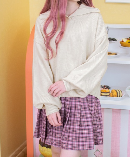 PairPair（ペアペア）の「ビッグカラーニット（ニット/セーター・レディース・アイボリー/グリーン系その他・FREE）」の9枚目の写真