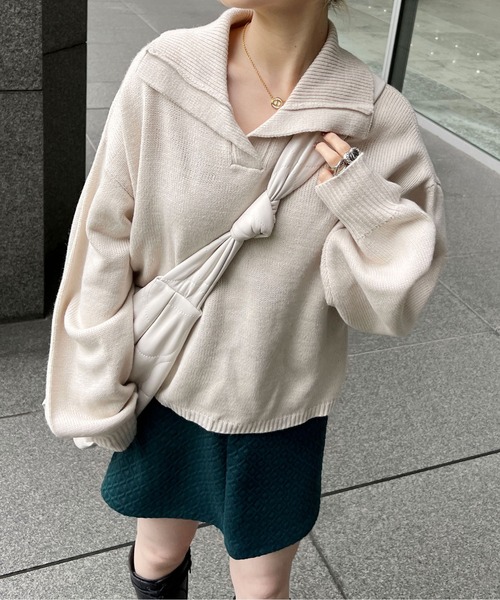 PairPair（ペアペア）の「ビッグカラーニット（ニット/セーター・レディース・アイボリー/グリーン系その他・FREE）」の10枚目の写真