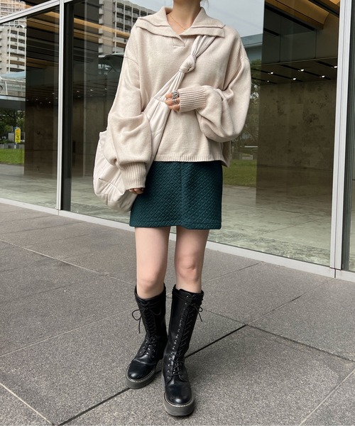 PairPair（ペアペア）の「ビッグカラーニット（ニット/セーター・レディース・アイボリー/グリーン系その他・FREE）」の13枚目の写真