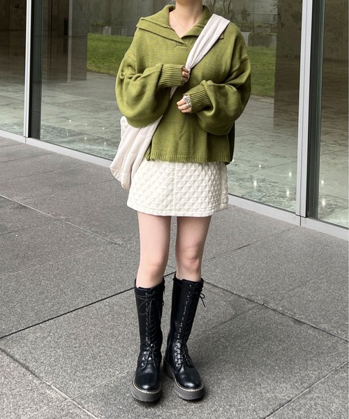 PairPair（ペアペア）の「ビッグカラーニット（ニット/セーター・レディース・アイボリー/グリーン系その他・FREE）」の14枚目の写真