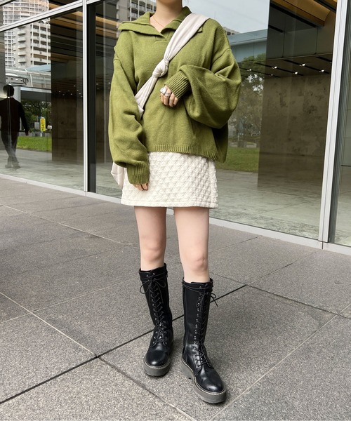 PairPair（ペアペア）の「ビッグカラーニット（ニット/セーター・レディース・アイボリー/グリーン系その他・FREE）」の16枚目の写真