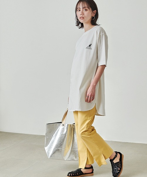 KANGOL EXTRA COMFORT（カンゴールエクストラコンフォート）の「【KANGOL EXTRA COMFORT(カンゴール　エクストラ　コンフォート)】ビックシルエット ロゴプリント ラウンドヘムチュニック（チュニック・レディース・ライトグレー/ライトベージュ/オフホワイト/ブラック・LL/M/L）」の21枚目の写真