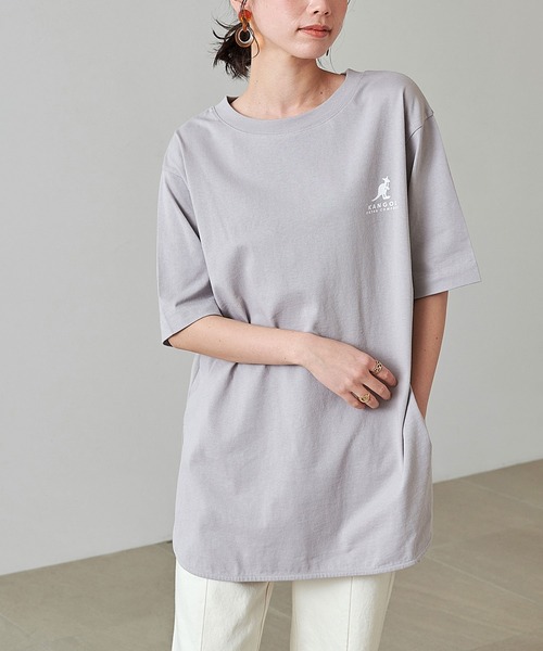 KANGOL EXTRA COMFORT（カンゴールエクストラコンフォート）の「【KANGOL EXTRA COMFORT(カンゴール　エクストラ　コンフォート)】ビックシルエット ロゴプリント ラウンドヘムチュニック（チュニック・レディース・ライトグレー/ライトベージュ/オフホワイト/ブラック・LL/M/L）」の22枚目の写真