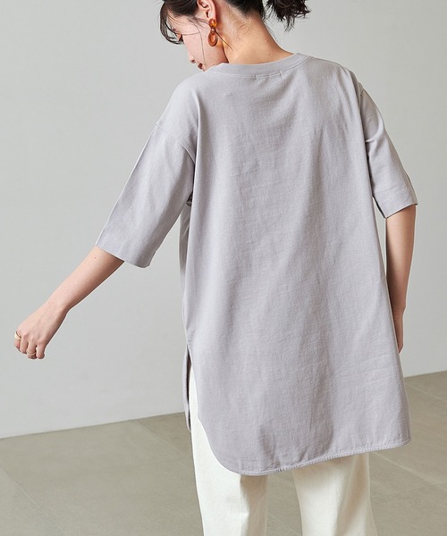 KANGOL EXTRA COMFORT（カンゴールエクストラコンフォート）の「【KANGOL EXTRA COMFORT(カンゴール　エクストラ　コンフォート)】ビックシルエット ロゴプリント ラウンドヘムチュニック（チュニック・レディース・ライトグレー/ライトベージュ/オフホワイト/ブラック・LL/M/L）」の16枚目の写真