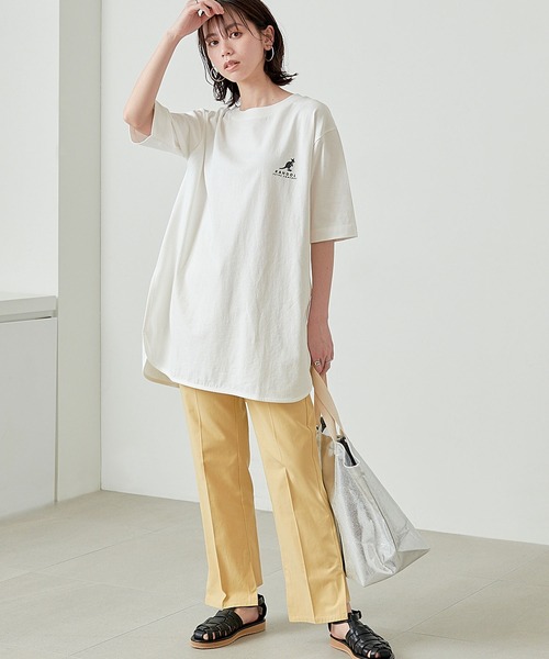 KANGOL EXTRA COMFORT（カンゴールエクストラコンフォート）の「【KANGOL EXTRA COMFORT(カンゴール　エクストラ　コンフォート)】ビックシルエット ロゴプリント ラウンドヘムチュニック（チュニック・レディース・ライトグレー/ライトベージュ/オフホワイト/ブラック・LL/M/L）」の11枚目の写真