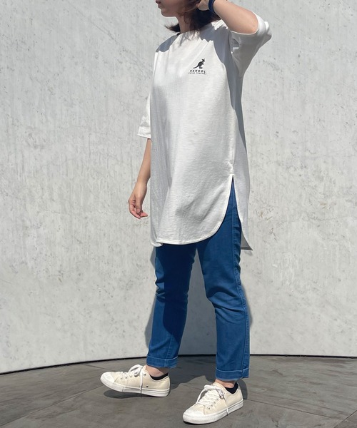 KANGOL EXTRA COMFORT（カンゴールエクストラコンフォート）の「【KANGOL EXTRA COMFORT(カンゴール　エクストラ　コンフォート)】ビックシルエット ロゴプリント ラウンドヘムチュニック（チュニック・レディース・ライトグレー/ライトベージュ/オフホワイト/ブラック・LL/M/L）」の10枚目の写真