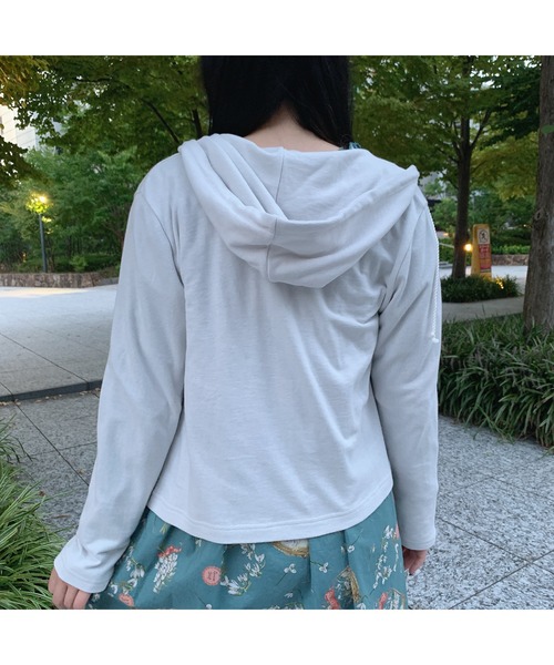 新品ピンクハウス　PINK HOUSE フード付き半袖パーカー　ロング丈グレー PINK HOUSE（ピンクハウス）の「スノードロップパーカー（パーカー