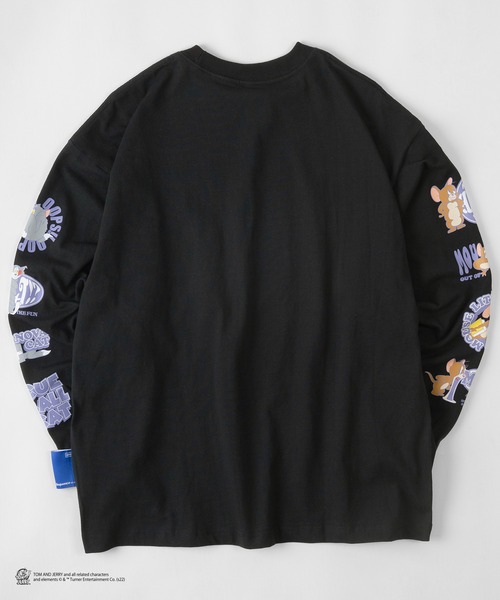 Tom&Jerry(トムアンドジェリー)の「【TOM&JERRY/トムとジェリー】ファニーイラスト 袖プリント ロンT/長袖Tシャツ(Tシャツ/カットソー・レディース・ホワイト/ブラック/ブラウン/ブルー・M/L)」の17枚目の写真