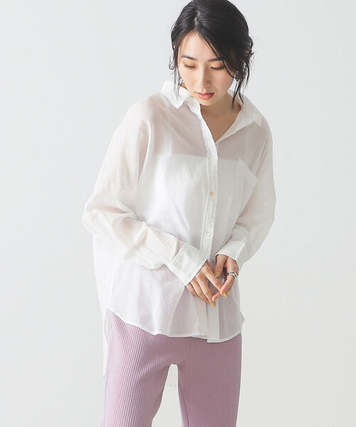 BEAMS LIGHTS（ビームスライツ）の「BEAMS LIGHTS / KHADI キモノスリーブ シャツ（シャツ/ブラウス・レディース・ホワイト/グリーン/レッド系その他4・ONE SIZE）」の4枚目の写真