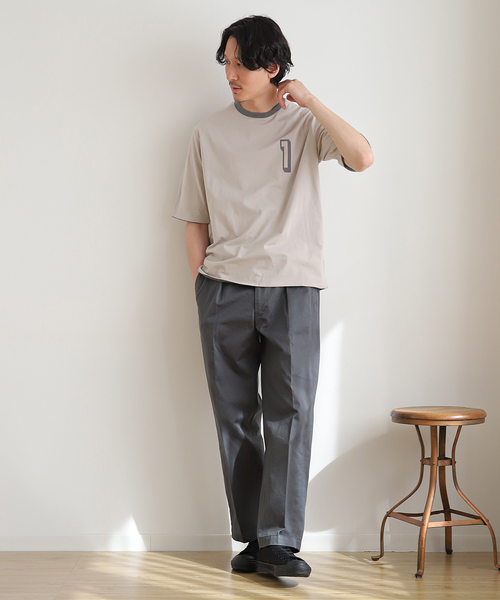 417 EDIFICE（フォーワンセブンエディフィス）の「【リバーシブル着用可能】ナンバリングカレッジTシャツ（Tシャツ/カットソー・メンズ・ベージュ/グレー/グリーン・SMALL/MEDIUM/LARGE）」の5枚目の写真