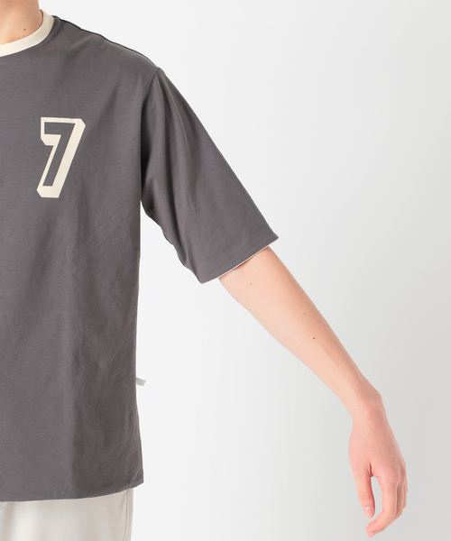 417 EDIFICE（フォーワンセブンエディフィス）の「【リバーシブル着用可能】ナンバリングカレッジTシャツ（Tシャツ/カットソー・メンズ・ベージュ/グレー/グリーン・SMALL/MEDIUM/LARGE）」の19枚目の写真