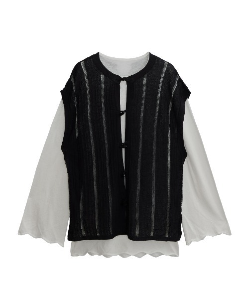 Ameri（アメリ）の「3WAY WOOD BUTTON KNIT（ニット/セーター