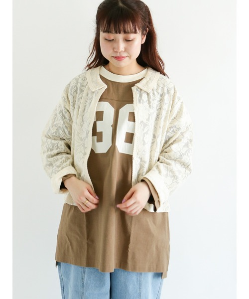 Samansa Mos2(サマンサ モスモス)の「レースカットシャツ(Tシャツ/カットソー・レディース・ブラック/オフホワイト/キナリ・フリ-)」の3枚目の写真