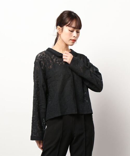Samansa Mos2(サマンサ モスモス)の「レースカットシャツ(Tシャツ/カットソー・レディース・ブラック/オフホワイト/キナリ・フリ-)」の8枚目の写真