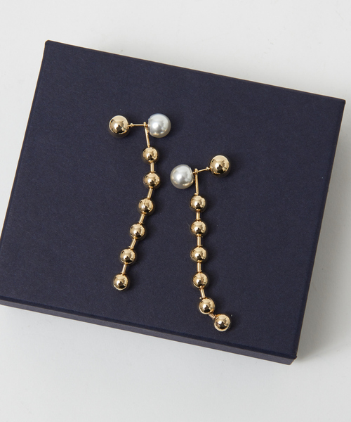 qualite（カリテ）の「ミックスボールチェーンピアス（ピアス（両耳用）・レディース・ゴールド・フリー）」の2枚目の写真