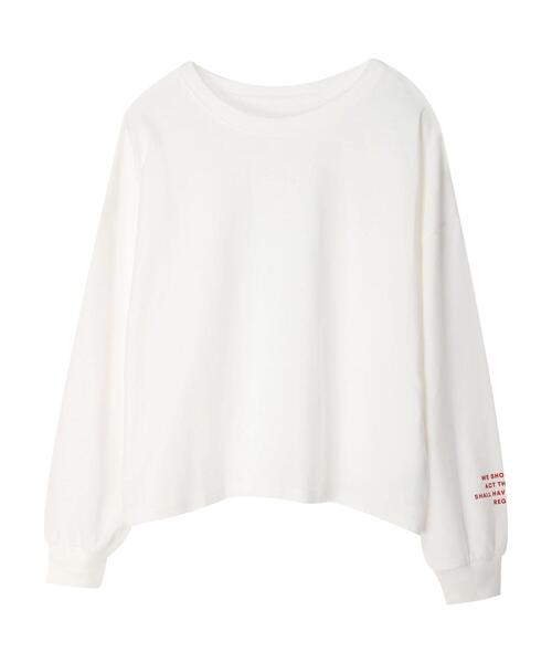 Green　Parks（グリーンパークス）の「袖プリントカットプルオーバー（Tシャツ/カットソー・レディース・ホワイト/サックスブルー・FREE）」の4枚目の写真