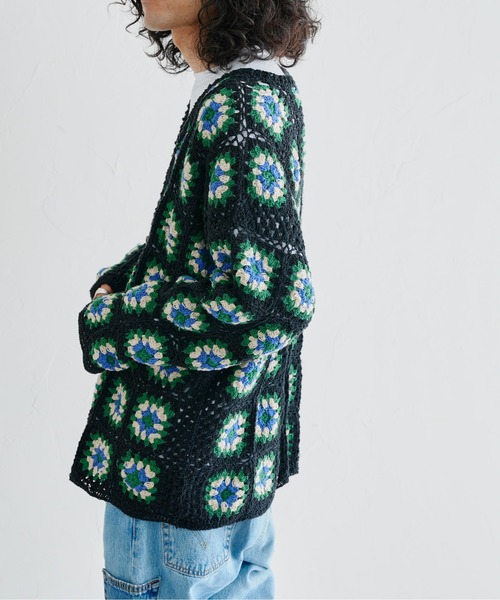 CPCM（シーピーシーエム）の「クロシェ編みカーディガン（カーディガン/ボレロ・メンズ・ブラック/グリーン・FREE）」の4枚目の写真