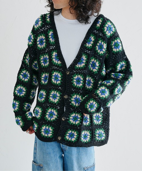 CPCM（シーピーシーエム）の「クロシェ編みカーディガン（カーディガン/ボレロ・メンズ・ブラック/グリーン・FREE）」の15枚目の写真