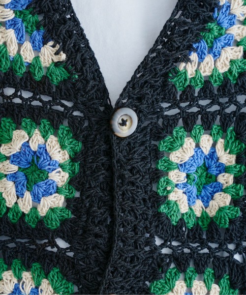 CPCM（シーピーシーエム）の「クロシェ編みカーディガン（カーディガン/ボレロ・メンズ・ブラック/グリーン・FREE）」の5枚目の写真