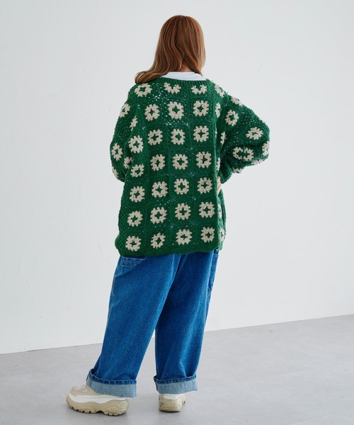 CPCM（シーピーシーエム）の「クロシェ編みカーディガン（カーディガン/ボレロ・メンズ・ブラック/グリーン・FREE）」の7枚目の写真