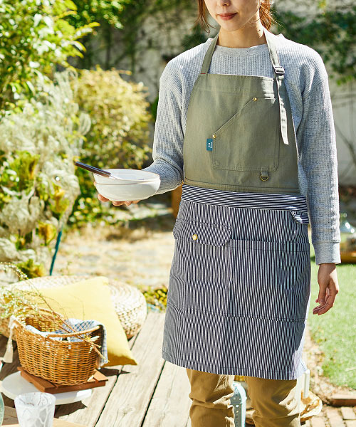 絣 パッチワークエプロン ダークブルー系 この先もずっと付き合っていきたい「3sun」のパッチワーク