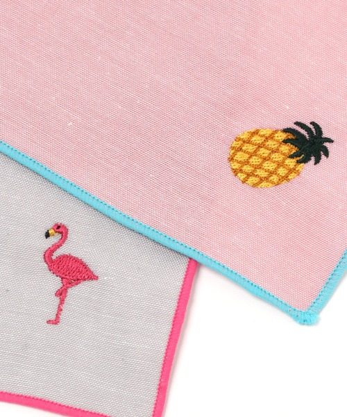 BAYFLOW（ベイフロー）の「BFシシュウハンカチ（タオル・レディース・グレー/グリーン/ライトブルー/ベージュ/ピンク/ネイビー・0）」の12枚目の写真