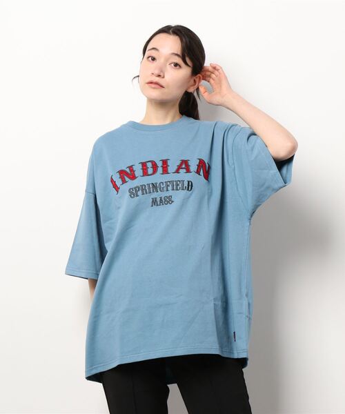 INDIAN(インディアン)の「《Bl》ビッグシルエットロゴTシャツ クルーネック / INDIAN(Tシャツ/カットソー・レディース・ホワイト/ダークグリーン/ブルーグレー・LARGE/MEDIUM)」の3枚目の写真