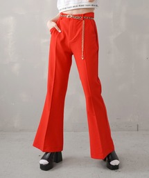 美脚センタープレスカラースーパーフレアパンツ