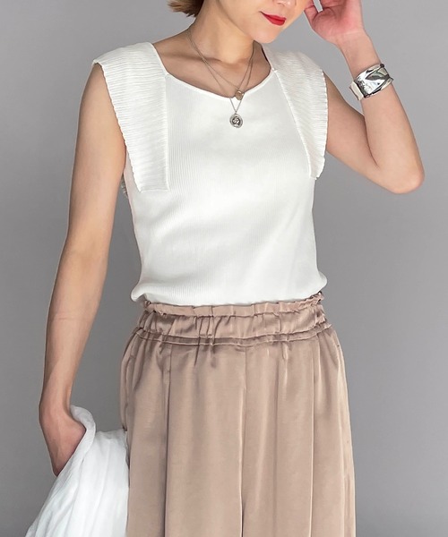 PICCIN（ピッチン）の「リブニットタンクトップ（タンクトップ・レディース・ブラック/オフホワイト/ピンク/グリーン・M）」の2枚目の写真