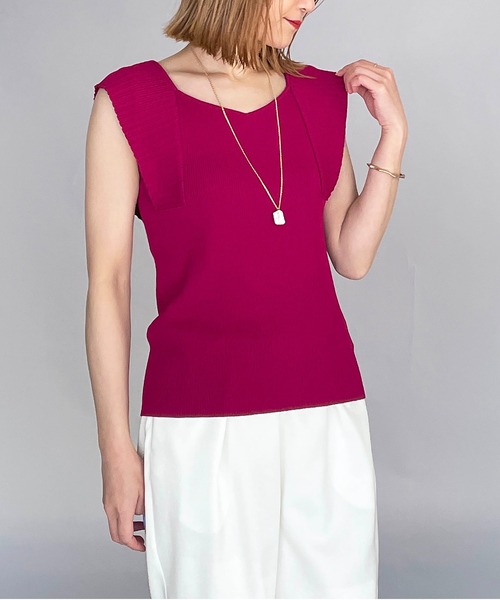 PICCIN（ピッチン）の「リブニットタンクトップ（タンクトップ・レディース・ブラック/オフホワイト/ピンク/グリーン・M）」の4枚目の写真