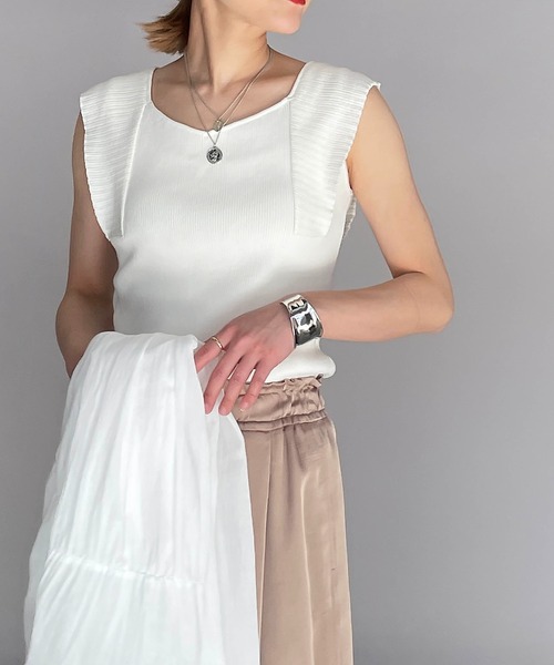 PICCIN（ピッチン）の「リブニットタンクトップ（タンクトップ・レディース・ブラック/オフホワイト/ピンク/グリーン・M）」の5枚目の写真