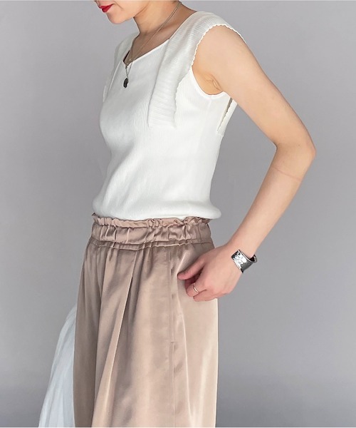 PICCIN（ピッチン）の「リブニットタンクトップ（タンクトップ・レディース・ブラック/オフホワイト/ピンク/グリーン・M）」の6枚目の写真