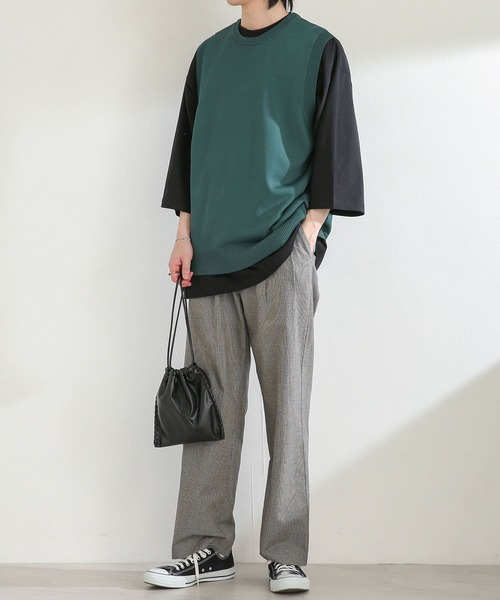 SENSE OF PLACE by URBAN RESEARCH（センスオブプレイスバイアーバンリサーチ）の「クルーネックニットベスト（ベスト・メンズ・ライトベージュ/グリーン/ブラック・LARGE/MEDIUM）」の7枚目の写真