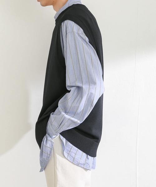 SENSE OF PLACE by URBAN RESEARCH（センスオブプレイスバイアーバンリサーチ）の「クルーネックニットベスト（ベスト・メンズ・ライトベージュ/グリーン/ブラック・LARGE/MEDIUM）」の21枚目の写真