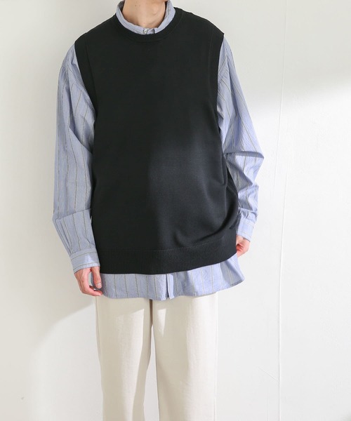 SENSE OF PLACE by URBAN RESEARCH（センスオブプレイスバイアーバンリサーチ）の「クルーネックニットベスト（ベスト・メンズ・ライトベージュ/グリーン/ブラック・LARGE/MEDIUM）」の22枚目の写真