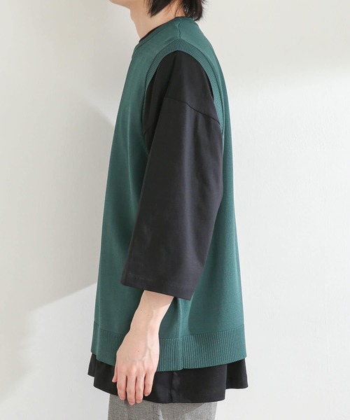 SENSE OF PLACE by URBAN RESEARCH（センスオブプレイスバイアーバンリサーチ）の「クルーネックニットベスト（ベスト・メンズ・ライトベージュ/グリーン/ブラック・LARGE/MEDIUM）」の8枚目の写真