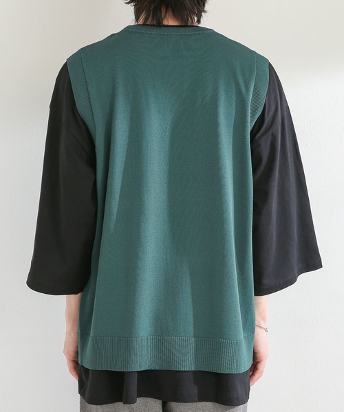 SENSE OF PLACE by URBAN RESEARCH（センスオブプレイスバイアーバンリサーチ）の「クルーネックニットベスト（ベスト・メンズ・ライトベージュ/グリーン/ブラック・LARGE/MEDIUM）」の9枚目の写真