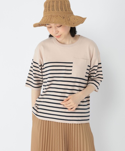 studio CLIP（スタディオクリップ）の「14ゲージニットポケットTシャツ（ニット/セーター・レディース・ライトグレー/ブラック/グリーン・FREE）」の3枚目の写真