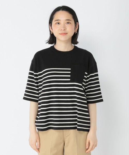 studio CLIP（スタディオクリップ）の「14ゲージニットポケットTシャツ（ニット/セーター・レディース・ライトグレー/ブラック/グリーン・FREE）」の7枚目の写真