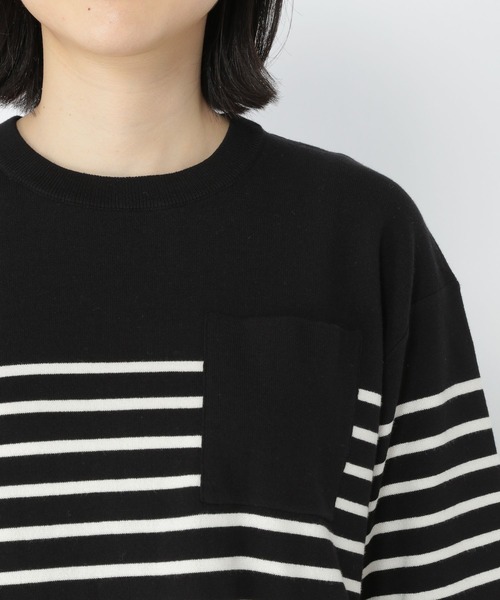 studio CLIP（スタディオクリップ）の「14ゲージニットポケットTシャツ（ニット/セーター・レディース・ライトグレー/ブラック/グリーン・FREE）」の10枚目の写真