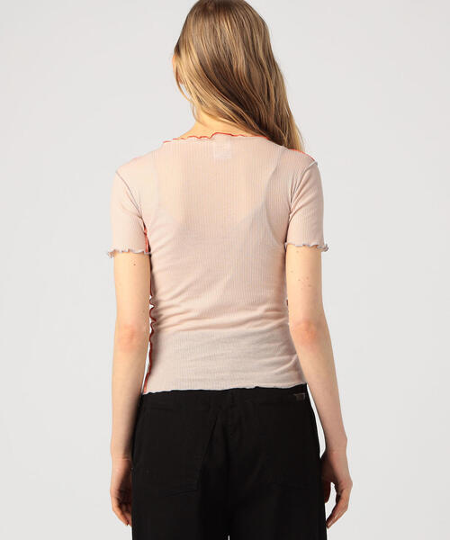 TOMORROWLAND (トゥモローランド)の「BASE RANGE VEIN コットン クルーネックTシャツ(Tシャツ/カットソー・レディース・ライトベージュ/ライトブルー・S)」の5枚目の写真