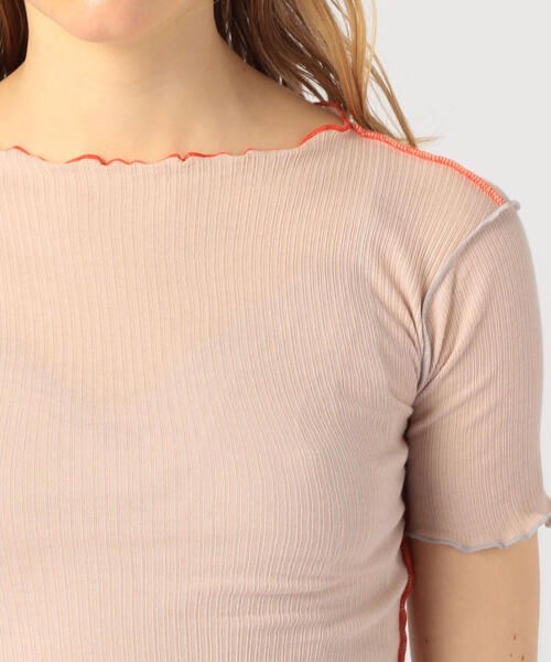 TOMORROWLAND (トゥモローランド)の「BASE RANGE VEIN コットン クルーネックTシャツ(Tシャツ/カットソー・レディース・ライトベージュ/ライトブルー・S)」の7枚目の写真