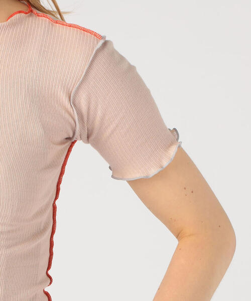 TOMORROWLAND (トゥモローランド)の「BASE RANGE VEIN コットン クルーネックTシャツ(Tシャツ/カットソー・レディース・ライトベージュ/ライトブルー・S)」の9枚目の写真