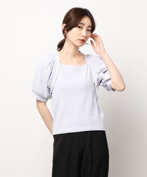 ems excite(エムズエキサイト)の「ボレロ風デザインカットソー(Tシャツ/カットソー・レディース・ブラック/パープル/オフホワイト/ブラック系その他・FREE)」の8枚目の写真
