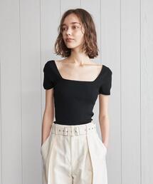 極美品』h beaty&youth スクエアネック ニット カットソーパット付