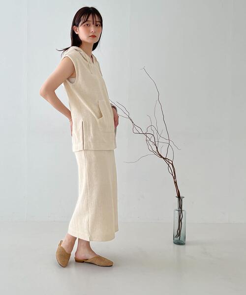 URBAN RESEARCH DOORS（アーバンリサーチドアーズ）の「『セットアップ対応』ヘリンボーン柄カットスカート（スカート・レディース・ブラウン/ナチュラル・MEDIUM）」の3枚目の写真